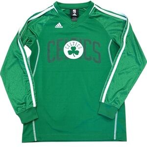Boston Celtics Adidas Long Sleeve Basketball Top Youth Size 10/12 Green Stripes
